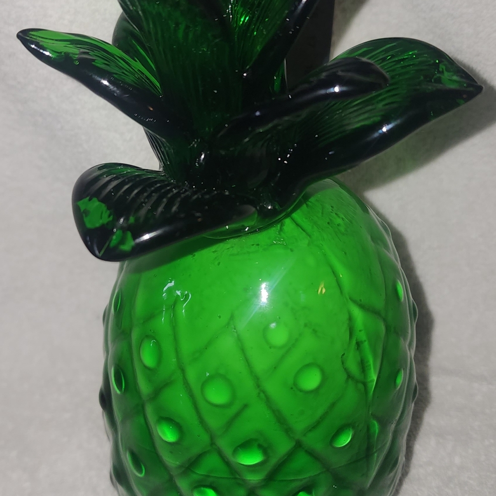 Green Glass Pineapple Decor
